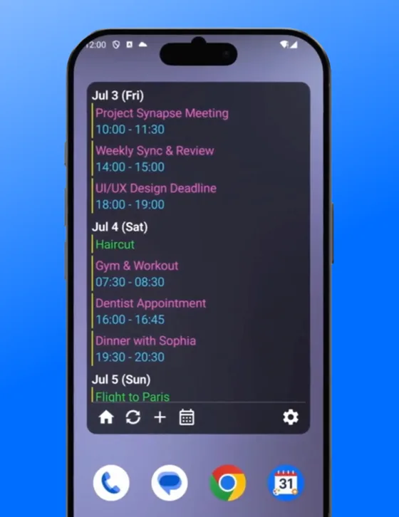 A widget customized through the design settings